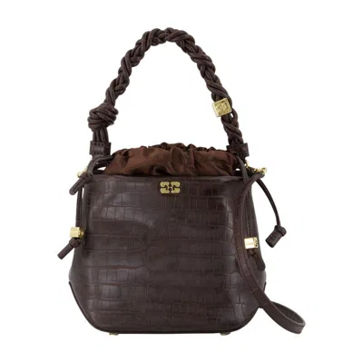 Ganni Bou Bucket Purse In Brown