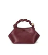 Ganni 'bou' Bordeaux Mini Handbag With Braided Handle And Removable Shoulder Strap