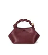 Ganni 'bou' Bordeaux Mini Handbag With Braided Handle And Removable Shoulder Strap