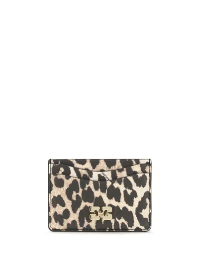 Ganni Bou Card Case In Beige