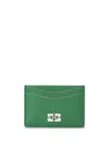 Ganni Bou Leather Cardholder In Green