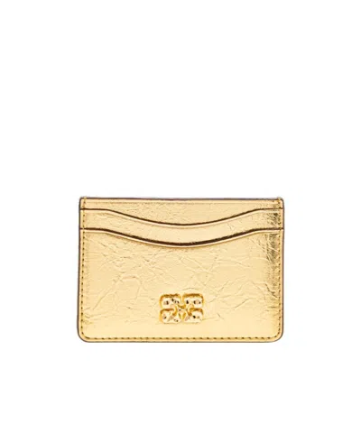 Ganni Bou Card Holder In Metallic In Gold