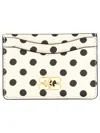 Ganni Bou Card Holder Wallet In Beige Leather In Ivory