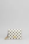 Ganni Bou Card Holder Wallet In Beige Leather In Beige