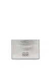 Ganni Silver Metallic Bou Card Holder In Silver