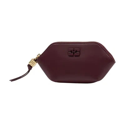 Ganni Bou Coin Purse In Burgundy