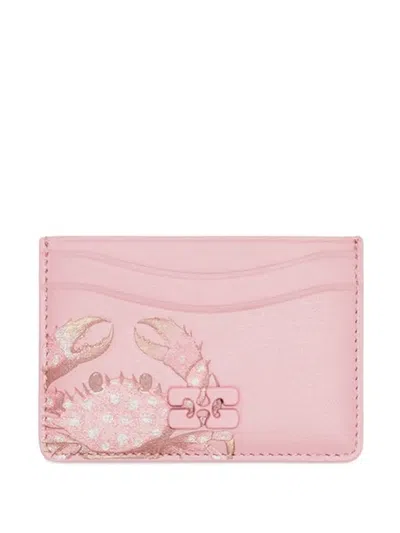 Ganni Bou Crab-print Wallet In Pink
