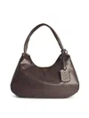 Ganni Crocodile-embossed Shoulder Bag In Brown