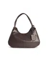 Ganni Crocodile-embossed Shoulder Bag In Brown