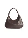 Ganni Crocodile-embossed Shoulder Bag In Brown