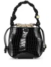 GANNI BOU CROCODILLE-EFFECT LEATHER BUCKET BAG