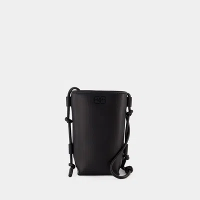 Ganni Bou Crossbody Bag Eoman Black In Leather