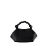 Ganni Hexagonal Leather Shoulder Bag With Butterfly Detail In Black