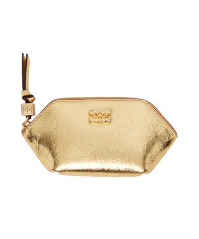 Ganni Bou Crushed Coin Purse In Gold