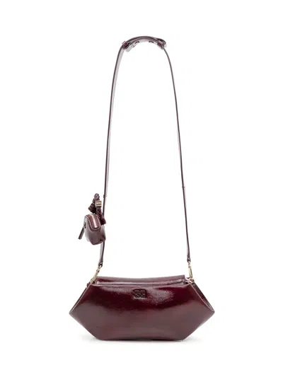 Ganni Bou East West Deep Shoulder Bag In Burgundy