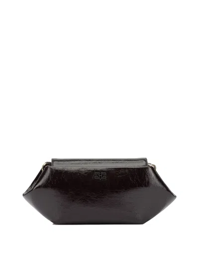 Ganni "bou East/west Shine" Shoulder Bag In Brown