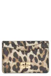 Ganni Bou Faux Leather Card Holder In Animal Print
