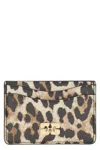 Ganni Bou Faux Leather Card Holder In Animal Print