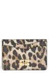 Ganni Bou Faux Leather Card Holder In Animal Print