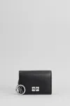 Ganni Bou Flap Wallet In Black Leather In Black