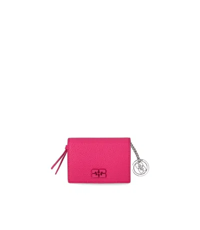 Ganni Bou Fuchsia Card Holder In Pink