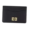 Ganni Bou Grained Gold Card Holder In Black