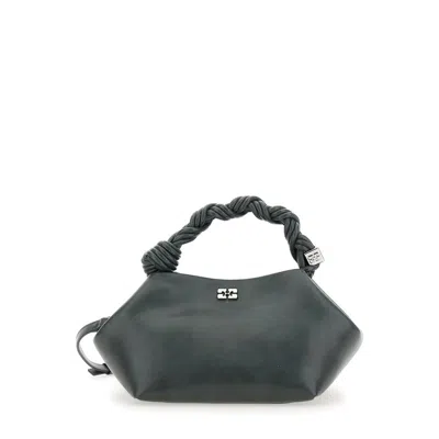 GANNI GANNI BOU GREY HANDBAG WITH ADJUSTABLE AND REMOVABLE SHOULDER STRAP IN LEATHER