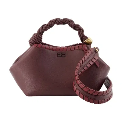 Ganni Bou Braided-handle Tote Bag In Burgundy
