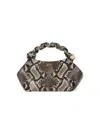 Ganni Bou Small Python-effect Leather Top Handle Bag In Green