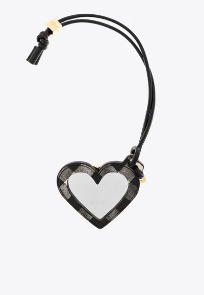 Ganni Bou Heart Checked Mirror In Black
