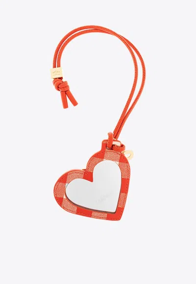 Ganni Bou Heart Checked Mirror In Red