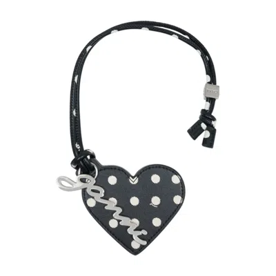 Ganni Bou Heart Keychain In Black