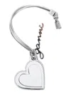 Ganni Bou Heart Metallic Mirror With Logo Lettering Pendant And Heart Charm In Metal Woman In Silver