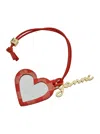 Ganni Red Heart Shaped Mirror With Logo Lettering Charm