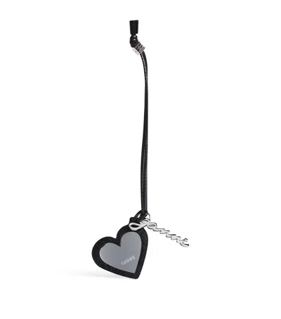 Ganni Bou Heart Mirror Bag Charm In Black