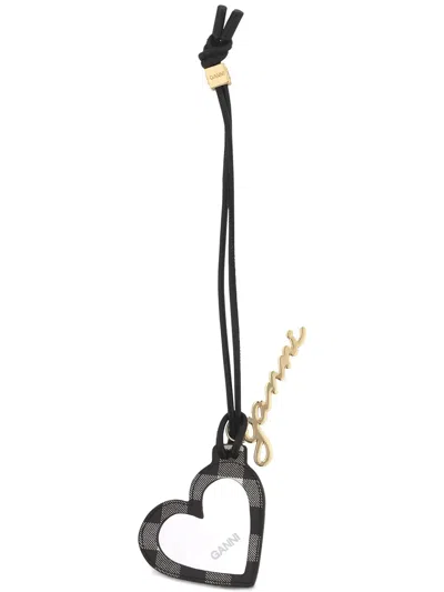 Ganni Bou Heart Mirror Charm In Black