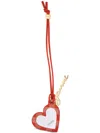 Ganni Red Heart Shaped Mirror With Logo Lettering Charm In Red