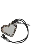 Ganni Heart-shaped Mirror With Leopard Print In Black