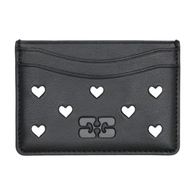 Ganni Bou Hearts Studs Card Holder -  - Synthetic - Black