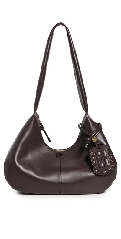 Ganni Bou Hobo Bag Seal Brown