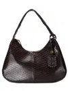 Ganni Medium Crocodile-embossed Shoulder Bag In Black