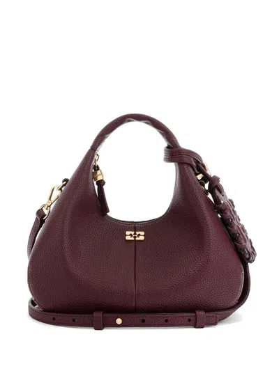 Ganni Bou Knotted-handle Shoulder Bag In Burgundy