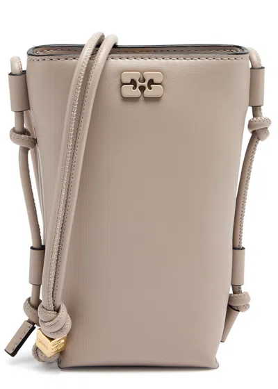 Ganni Bou Leather Cross-body Bag In Brown