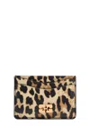 Ganni Bou Leopard-print Leather Card Holder In Leopard