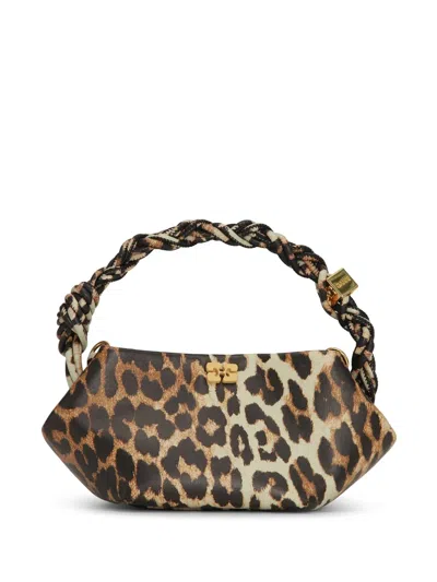 Ganni Bou Leopard-print Mini Bag In Brown
