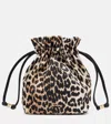 Ganni Bucket Pouch With Leopard Print In Animal Print