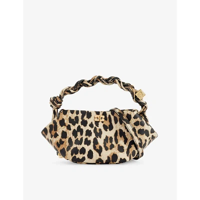 Ganni Leopard Bou Leopard-print Recycled-leather Top-handle Bag