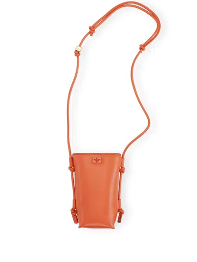 Ganni Bou Logo-plaque Crossbody Bag In Orange