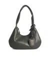 Ganni Black Leather Hobo Medium Shoulder Bag In Black