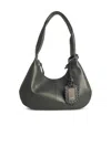 Ganni Black Leather Hobo Medium Shoulder Bag In Black